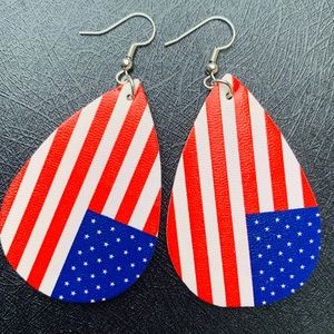 NEW! Patriotic Faux Leather Earrings
